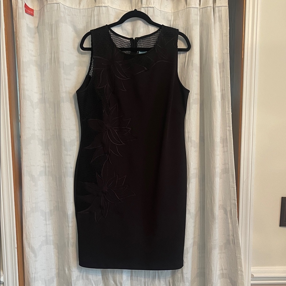 SLNY Black Floral Midi Dress